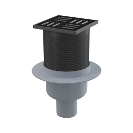 Pvc slivnik f50 vertikalni, 10x10, suvi sifon, crni ALCA [APV32BLACK]